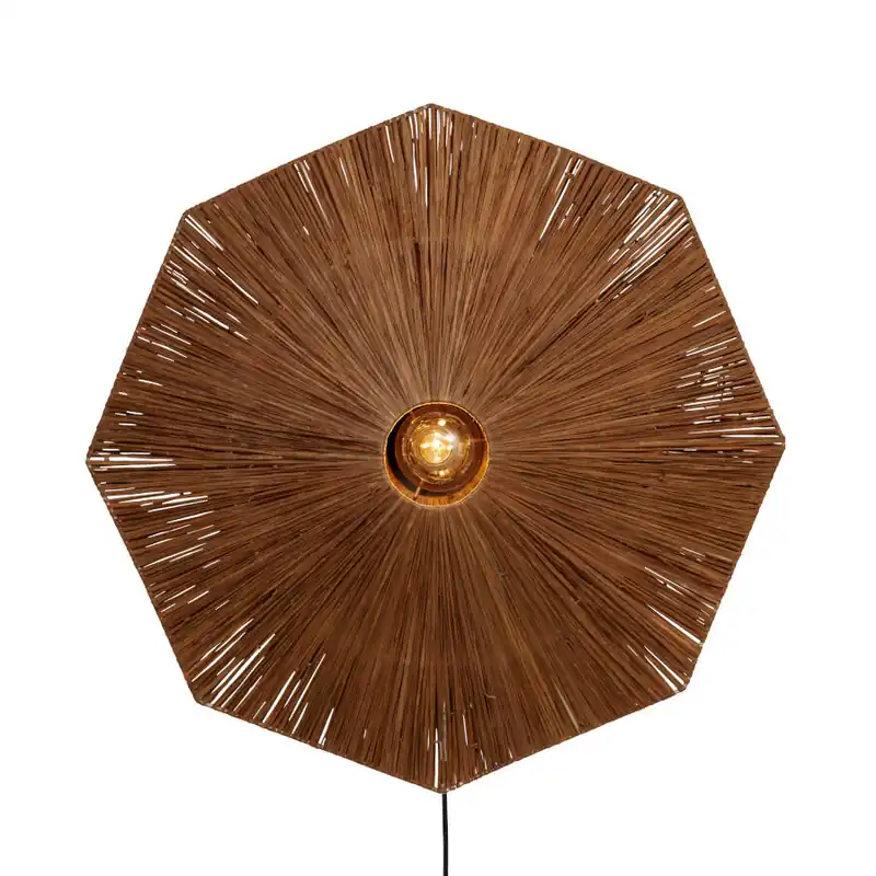 Achteckige Wandlampe Braun Raffia L GOOD&MOJO Panama Top-Angebot