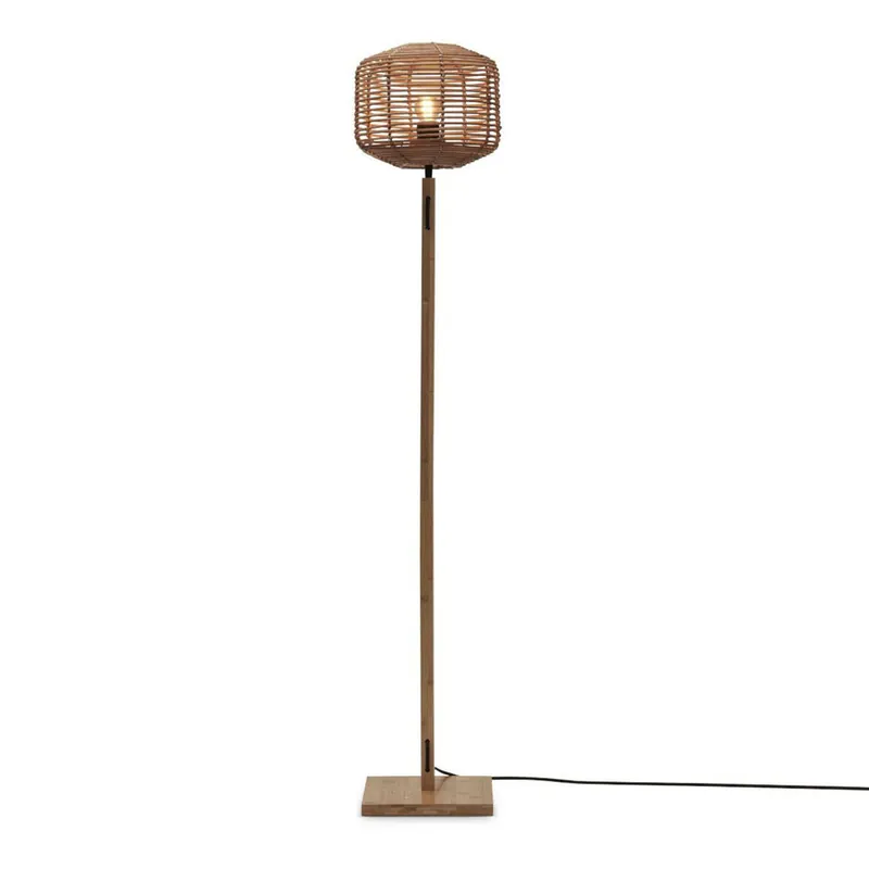 Direkt Vom Hersteller Runde schwarze Rattan-Stehlampe im Boho-Stil Tanami GOOD&MOJO