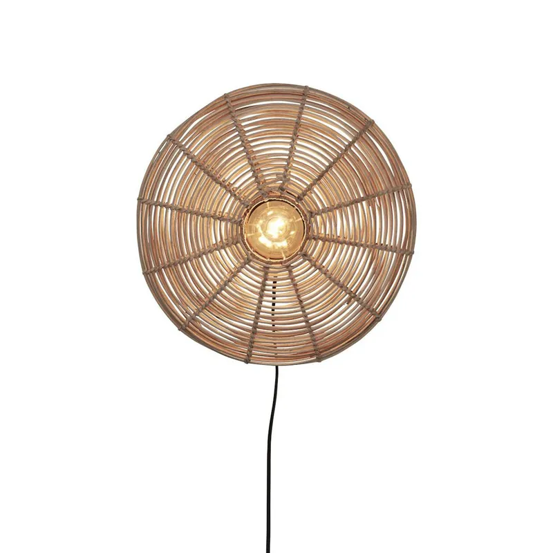 Schnäppchen Bohemian-Rattan-Metall-Wandleuchte in Natur GOOD&MOJO Tanami