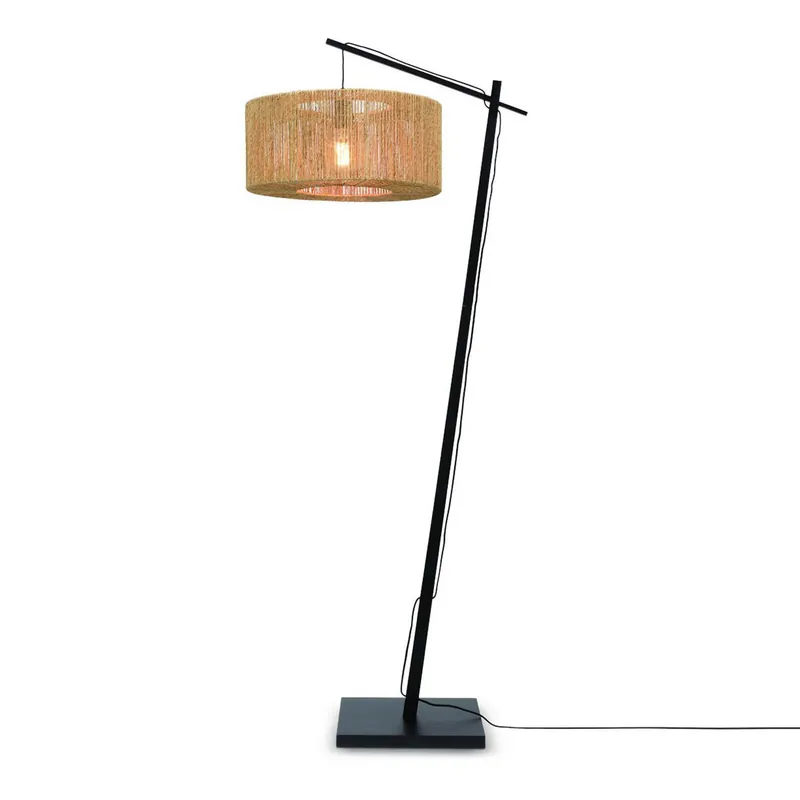 Angebot Bohemian natürliche schwarze Bambus Rattan Stehlampe GOOD&MOJO Iguazu