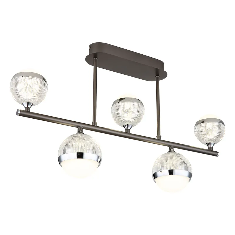 Echt Horizontale Deckenlampe Anthrazit/Chrom 5 Acrylglas-Kugeln Globo Untsy