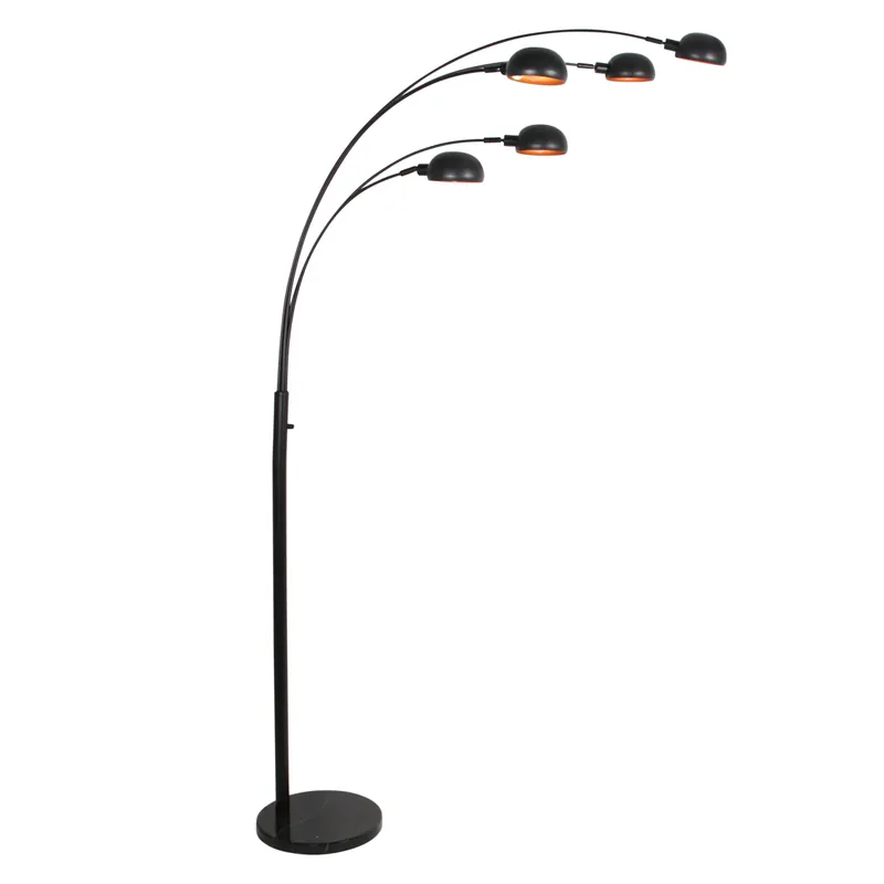 Direktkauf Schwarze 5-Lampen-Stehleuchte mit Marmorfuß Mexlite Pentra