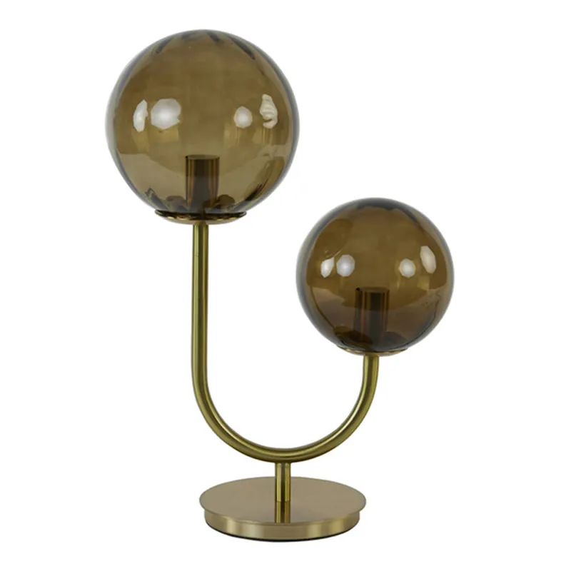 Super-Preis Retro goldene Tischlampe mit Rauchglas-Kugeln Light & Living Magdala