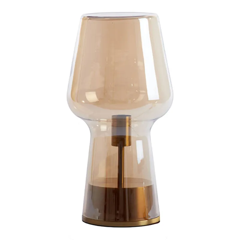 Abverkauf Retro goldene Rauchglas-Tischlampe Light & Living Tonga