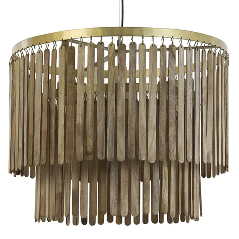 Moderne goldene Hängelampe mit Holzlamellen Light & Living Gularo Neu Im Sortiment