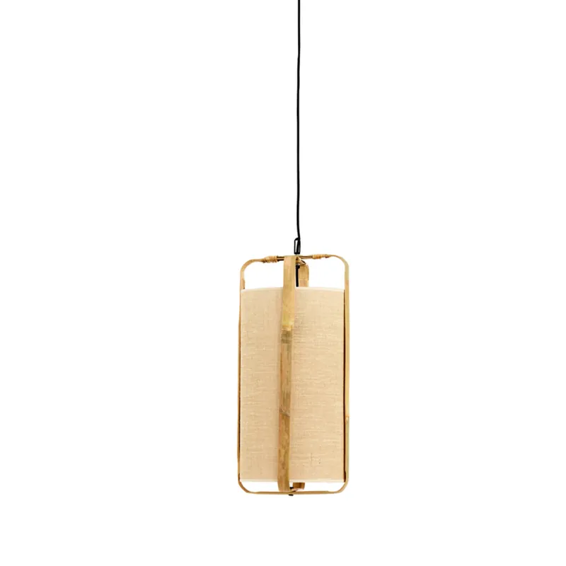 Hängelampe aus Holz mit Stoffschirm Light & Living Sendai Highlight