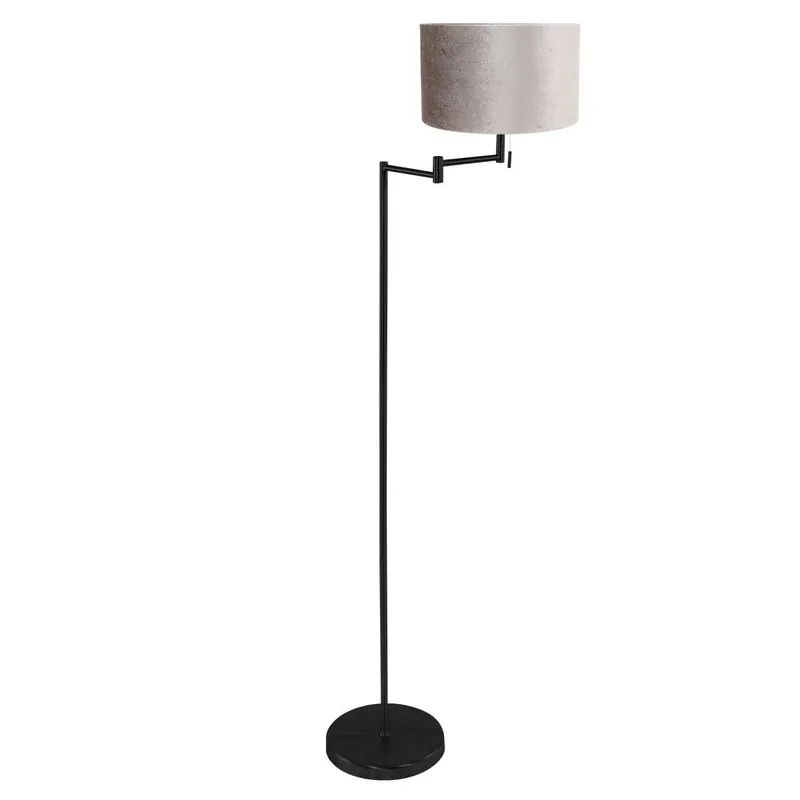 Moderne schwarze Stehlampe mit grauem Schirm Mexlite Bella Ausverkauf
