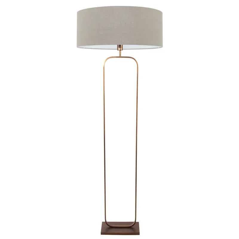 Bodenlampe aus Bronze mit grauem Leinen und robuster Struktur Steinhauer Stang Wochenendangebot