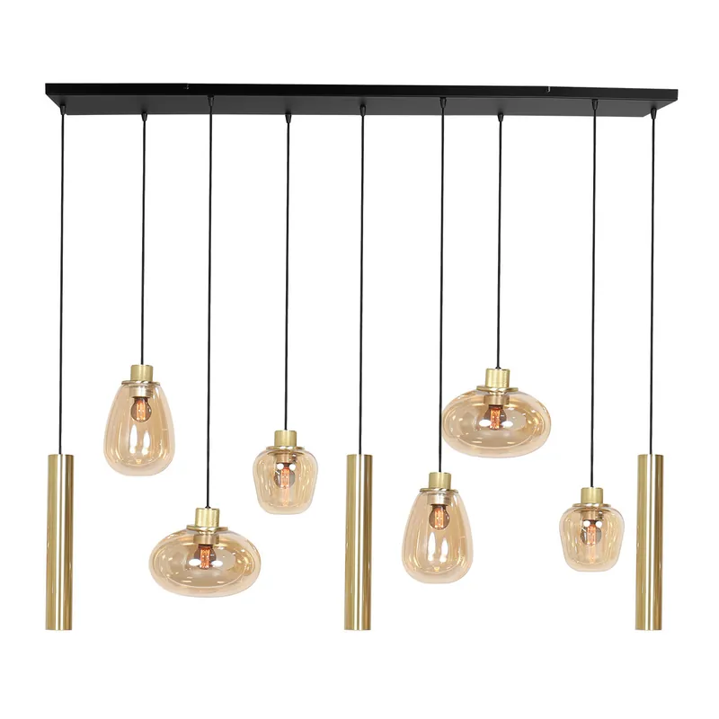 Mega-Angebot Messing 9-Licht-Hängeleuchte Glaskörper / Rohre Steinhauer Reflexion