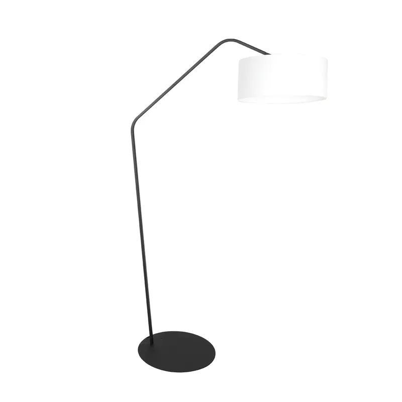 Geknickte Stehlampe Schwarz mit weißem Stoffschirm Anne Lighting ZigZag Schnäppchen