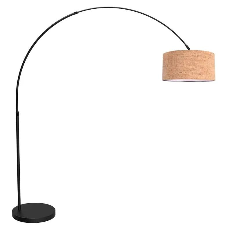 Nur Für Kurze Zeit Bogenlampe schwarz mit Korkschirm verstellbar E27 Mexlite Flair
