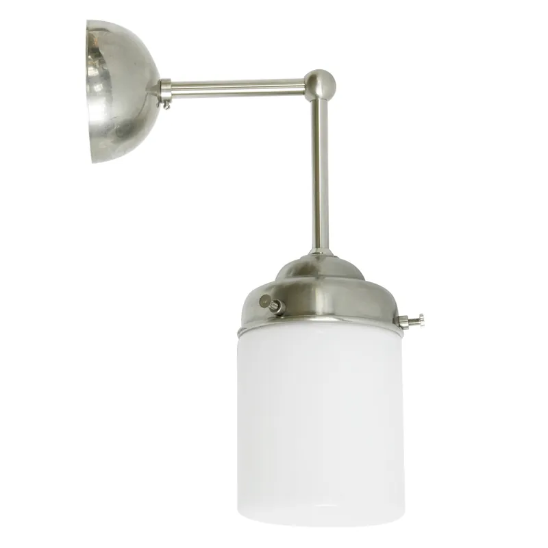 Nur Heute Wandleuchte mit abgehängtem kurzen weißen Zylinderglas