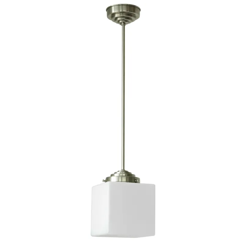 Stab-Pendelleuchte mit opalenem Würfel-Glas Highlight