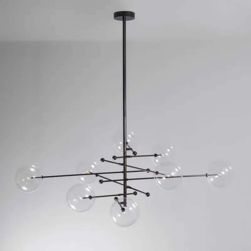 Einstellbarer achtarmiger Kugel-Kronleuchter aus Messing Mega-Angebot