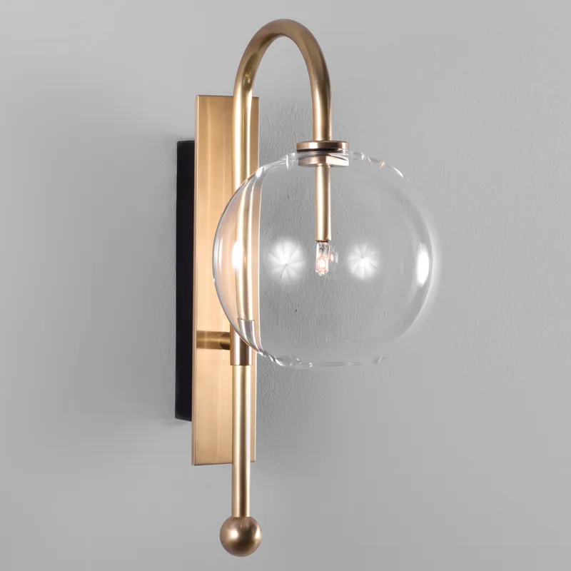 Moderne Glaskugel-Wandleuchte mit Bogen-Arm NAPLES Aktuell