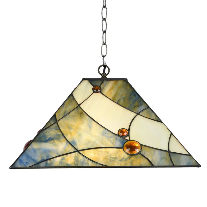 Schneller Versand Verspielte Tiffanyglas-Esstischleuchte mit facettierten Glassteinen