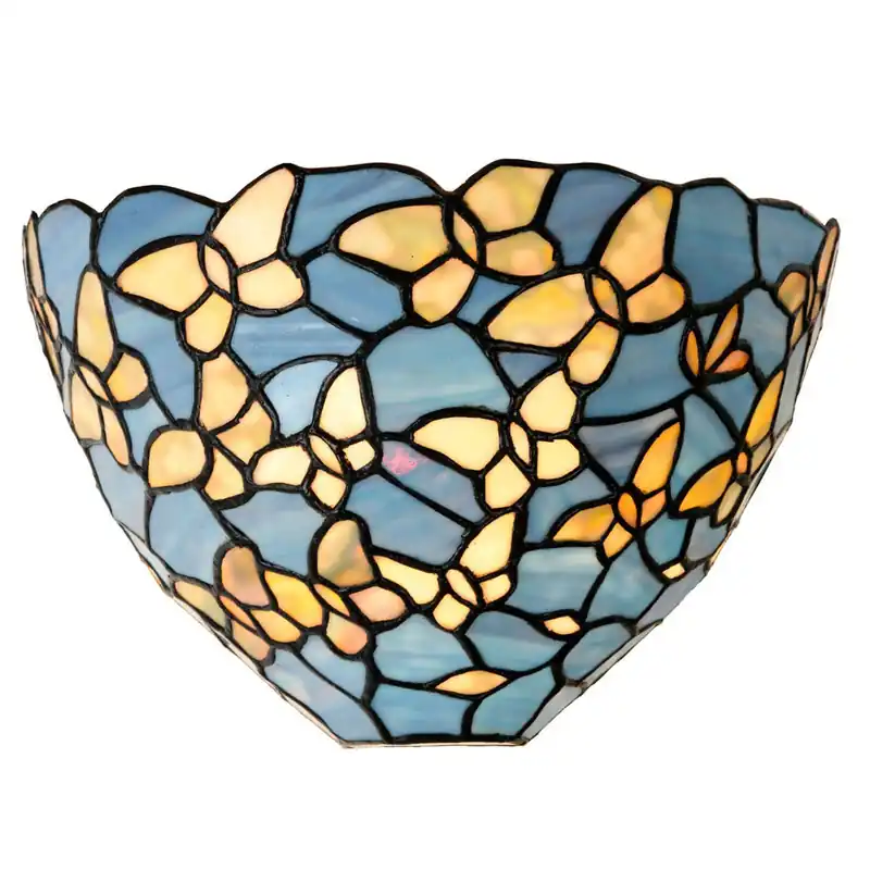 Halbschalen-Wandleuchte aus Tiffany-Glas, Schmetterlingsmotiv Heißes Angebot