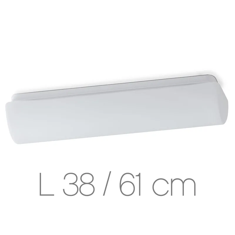 Top-Preis Längliche Opalglas-Deckenleuchte SYLVA mit Rundprofil, 38 / 61 cm