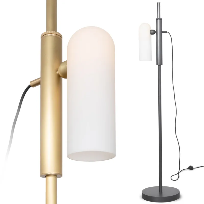 Design-Stehleuchte ODYSSEY 1 aus Messing mit mattem Glasschirm Neu Im Sortiment