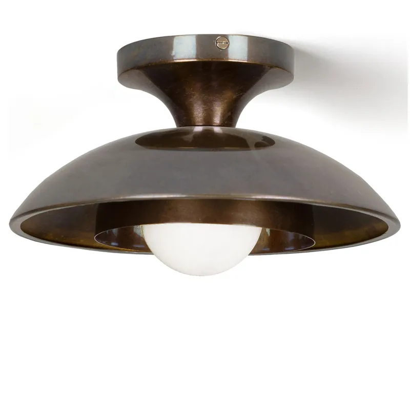 Kleine Deckenleuchte mit Glaskugel und Messing-Schirm, Ø 25 cm Mega-Angebot