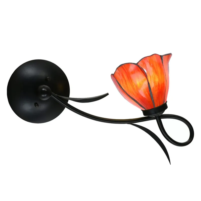 Filigrane Wandleuchte mit Glasschirm „Mohnblüte“ Expressversand