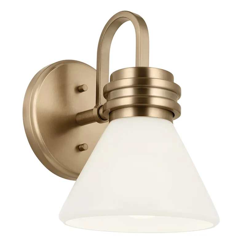 Neu Im Sortiment Bronzefarbene Wandleuchte mit Opalglas, auch für Badezimmer