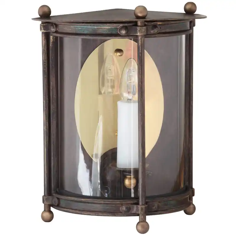 Flache Wandlaterne aus Schmiedeeisen mit halbem Klarglas-Zylinder WL 3499 Saisonangebot