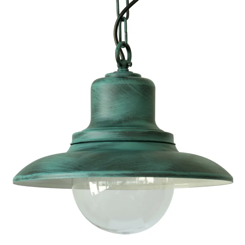 Außen-Pendelleuchte im mediterranen Landhausstil mit Ring und Kette in zehn Farben Highlight