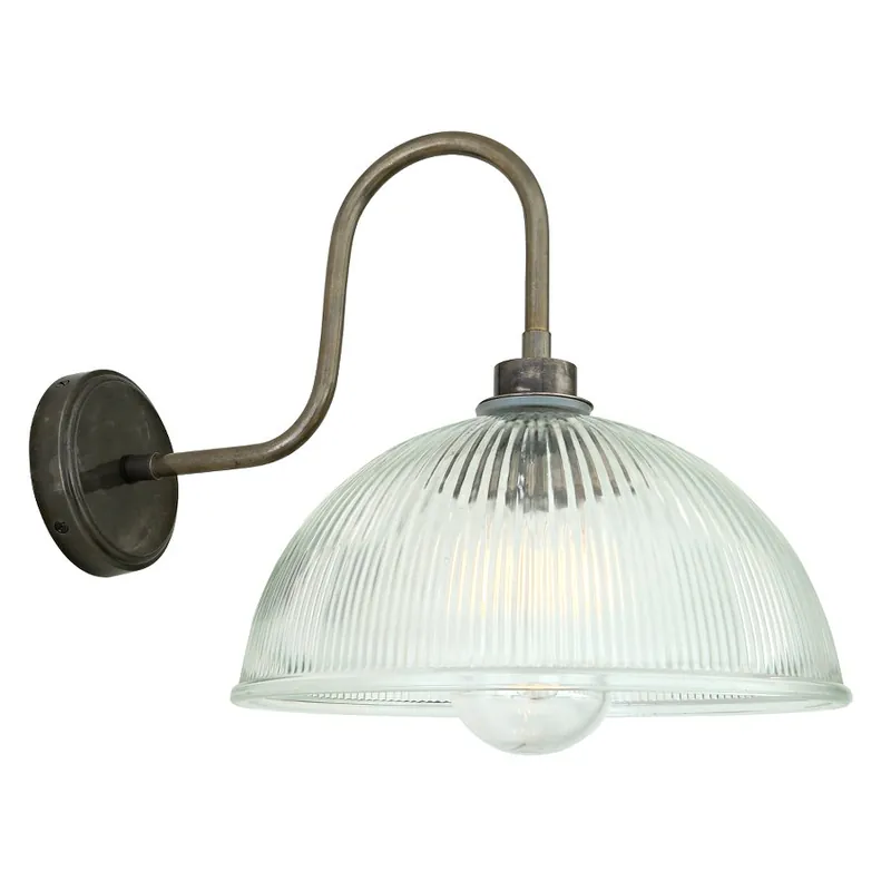 Versand Am Gleichen Tag Schwanenhals-Wandleuchte mit Holophanglas, Schutzkolben und LED Mari, IP65