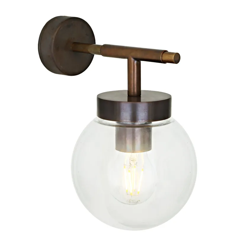 Moderne Kugel-Wandlampe mit Opalglas oder Klarglas Marti, IP65 Preisknaller