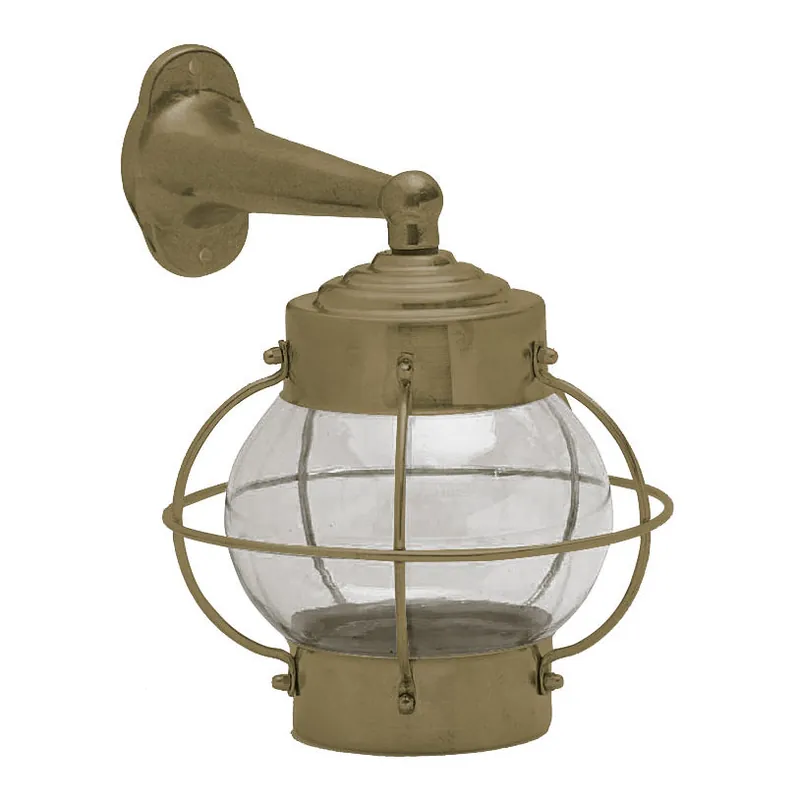 Messing-Schiffsleuchte mit Gitterkorb und Lampion-Glas Highlight