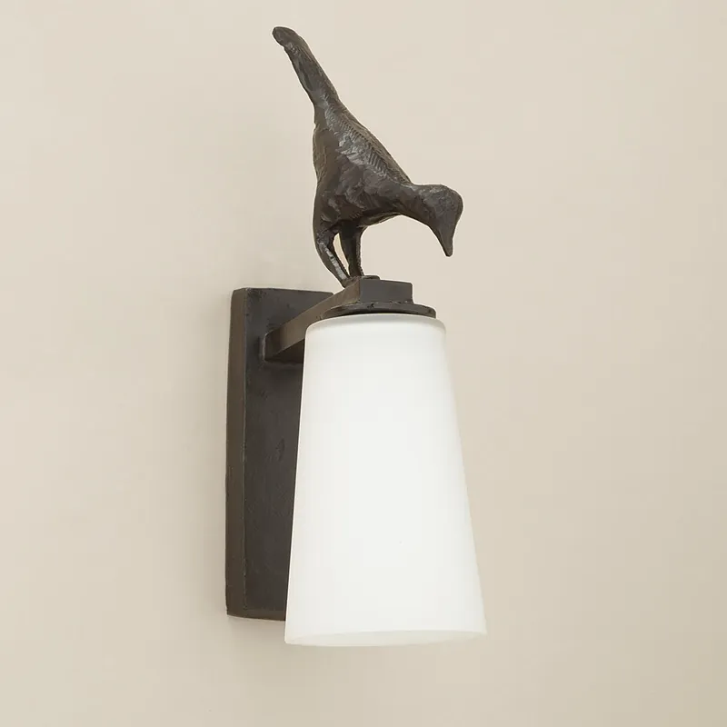 Charmante kleine Wandleuchte mit Vogel-Dekor aus Bronzeguss Pia Versand Am Gleichen Tag