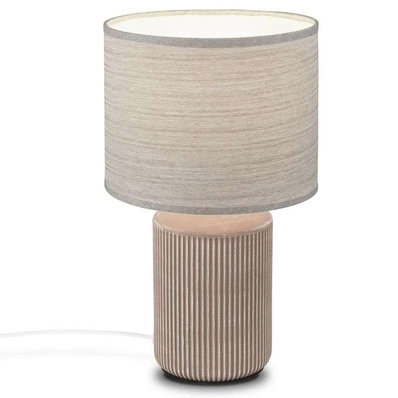 Heißes Angebot Ino Tischlampe, Stoffschirm, Kabelschalter, Keramikfuß, 22x37,5 cm (DxH), Braun