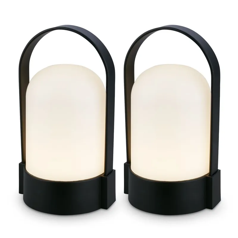 Asa 2er Set Tischlampe - 1W, 50lm, Kabellos, LED, Dimmbar, Warmweiß, Schwarz Kracherpreis