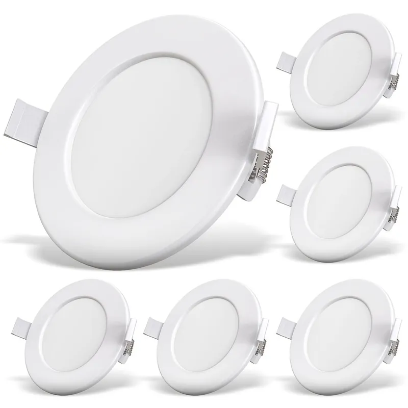 Einbauspot 100mm 6er Set - 230V, 6W, 450lm, LED, IP44, warmweiß, weiß Nur Heute