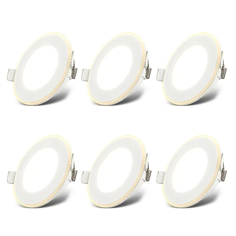 Jetzt Kaufen Einbaustrahler 68mm 6er Set - 230V, 4,9W, 425ml, LED, Nachtlichtring, warmweiß, weiß