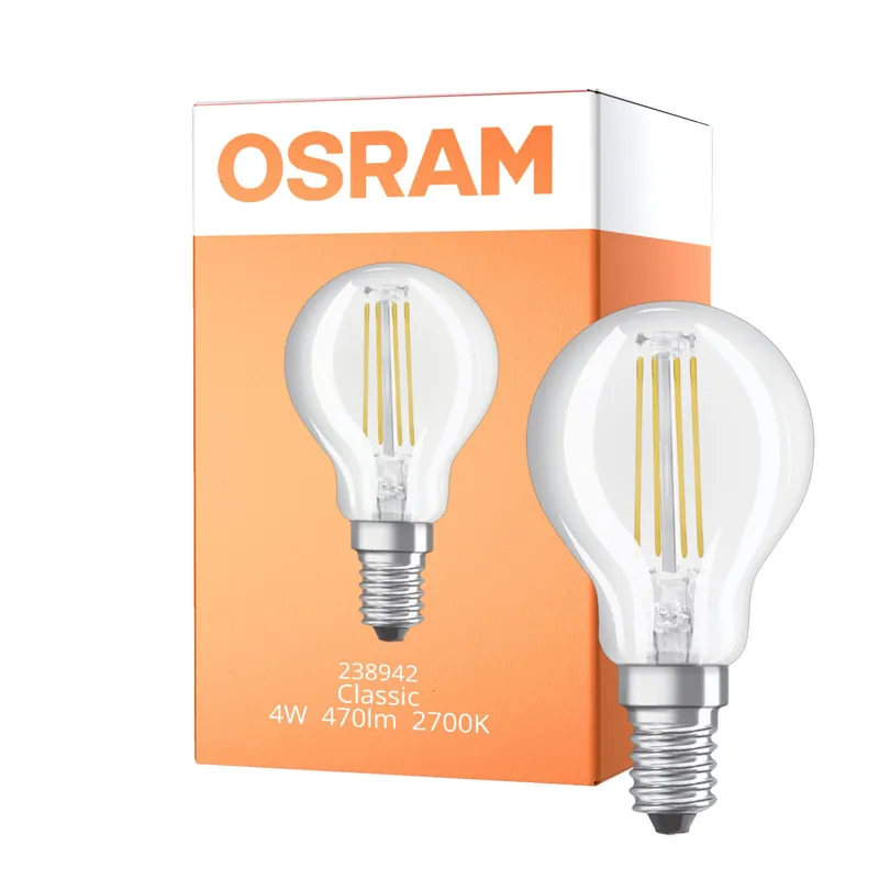Aktuell Osram Parathom Classic LED E14 Kugel Fadenlampe Klar 4W 470lm - 827 Extra Warmweiß | 3 Step Dim - Ersatz für 40W