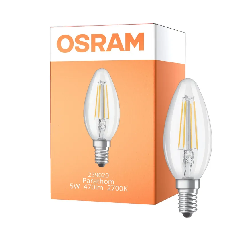 Osram Classic LED E14 Kerze Fadenlampe Klar 5W 470lm - 927 Extra Warmweiß | Höchste Farbwiedergabe - Dimmbar - Ersatz für 40W Letzte Chance
