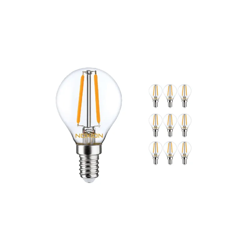 Mehrfachpackung 10x Noxion Lucent Lustre LED E14 Kugel Fadenlampe Klar 2.5W 250lm - 827 Extra Warmweiß | Dimmbar - Ersatz für 25W Jetzt Bestellen