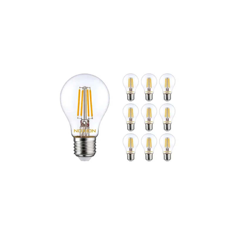 Mehrfachpackung 10x Noxion Lucent Fadenlampe LED E27 Birne Klar 7W 806lm - 827 Extra Warmweiß | Dimmbar - Ersatz für 60W Wochenendangebot