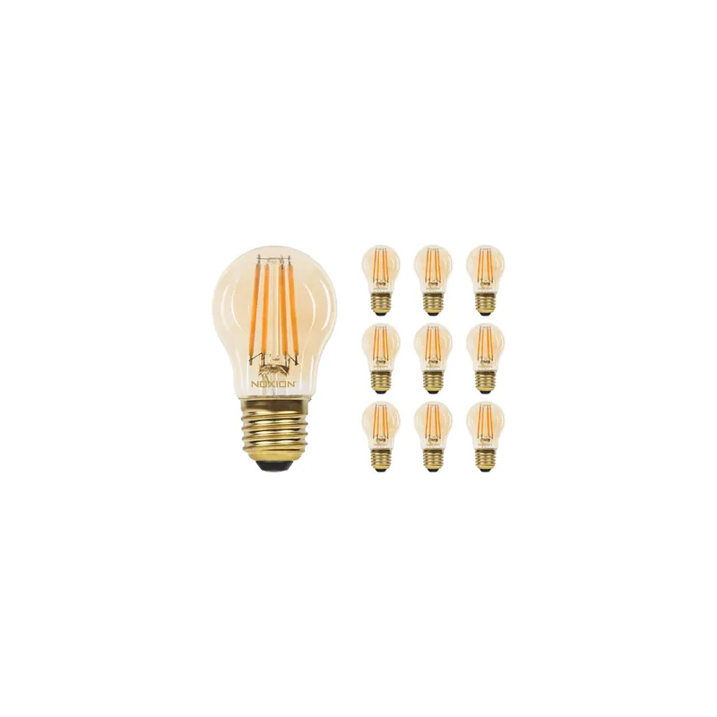 Aktuell Mehrfachpackung 10x Noxion Lucent Lustre LED E27 Kugel Fadenlampe Messing 4.1W 350lm - 822 Extra Warmweiß | Dimmbar - Ersatz für 32W