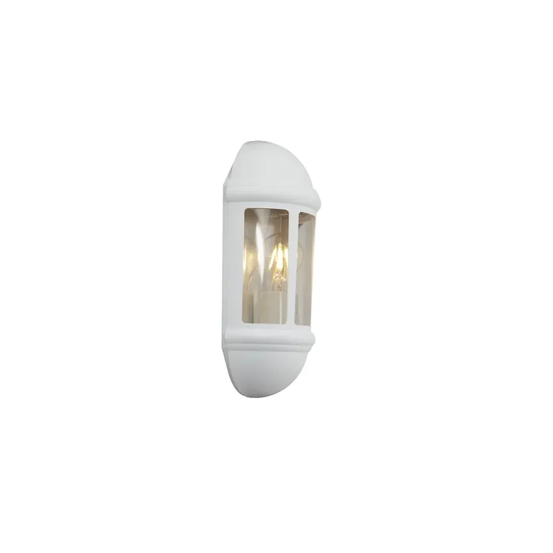 Ansell LED-Wandleuchte Latina Halblaterne Weiß - Geeignet für E27 bis zu 42W | IP65 Geprüft