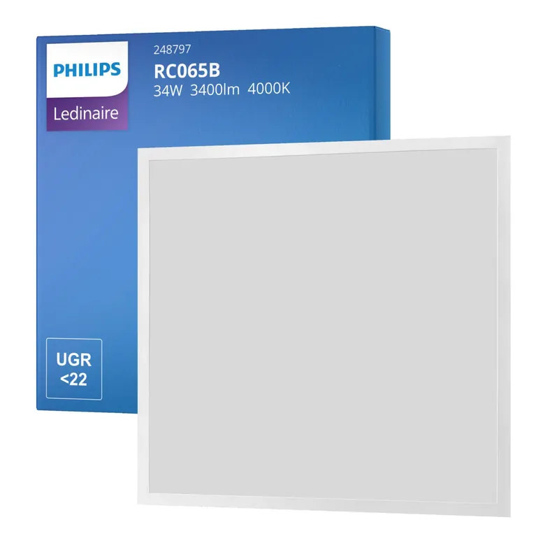 Philips LED Panel Ledinaire RC065B 34W 3400lm - 840 Kaltweiß | 60x60cm - UGR <22 Nur Heute