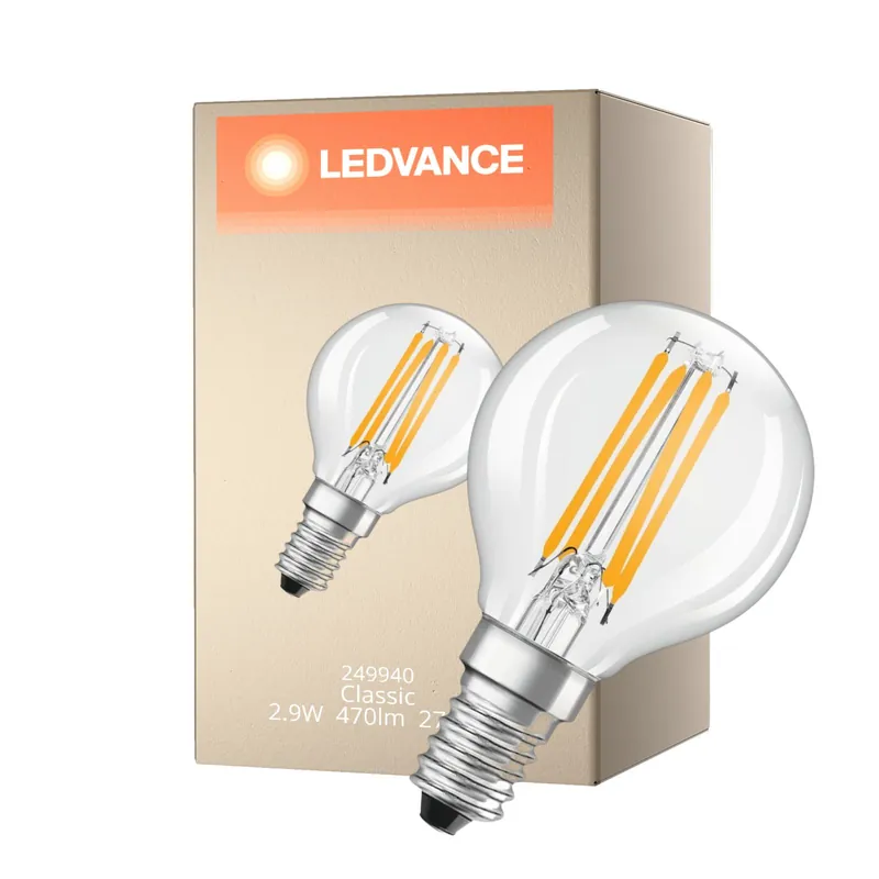 Aktuell Ledvance Classic LED E14 Kugel Fadenlampe Klar 2.9W 470lm - 827 Extra Warmweiß | Dimmbar - Ersatz Für 40W