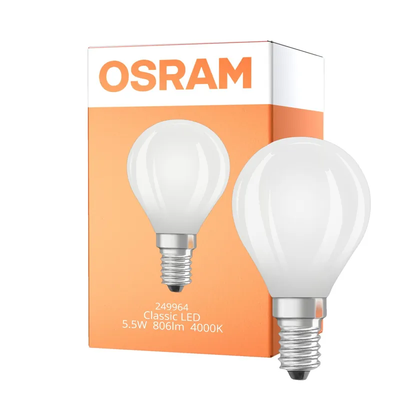 Aktuell Osram Classic LED E14 Kugel Fadenlampe Matt 5.5W 806lm - 840 Kaltweiß | Dimmbar - Ersatz Für 60W