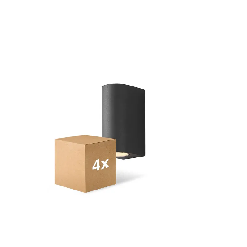 Begrenztes Angebot Mehrfachpackung 4x D'Lite Wandleuchte Vossem Schwarz Up & Down| IP54 - Geeignet für 2x GU10