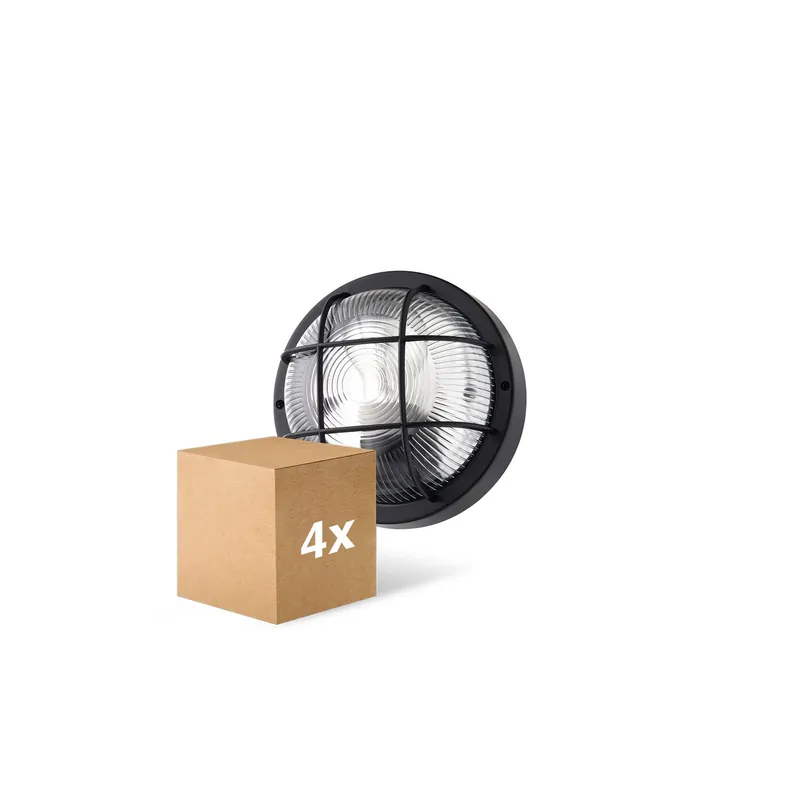 Meistverkauft Mehrfachpackung 4x D'Lite Wandleuchte Ecco Schwarz Rund | IP54 - Geeignet für 1x E27