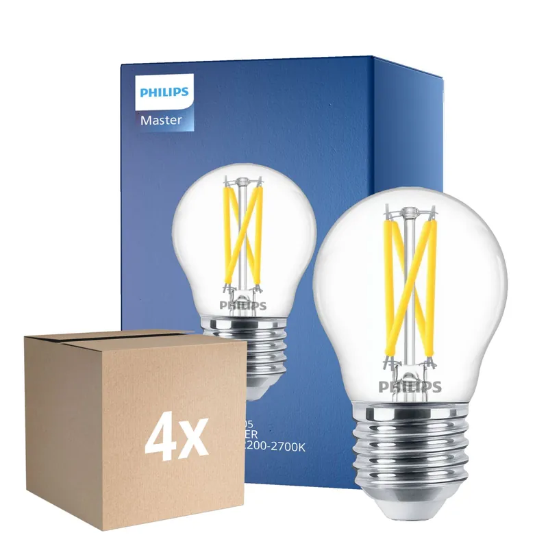 Heißes Angebot Mehrfachpackung 4x Philips MASTER LED Lustre E27 Kugel Fadenlampe Klar 2.5W 340lm - 922-927 Dim To Warm | Höchste Farbwiedergabe - Dimmbar - Ersatz Für 25W