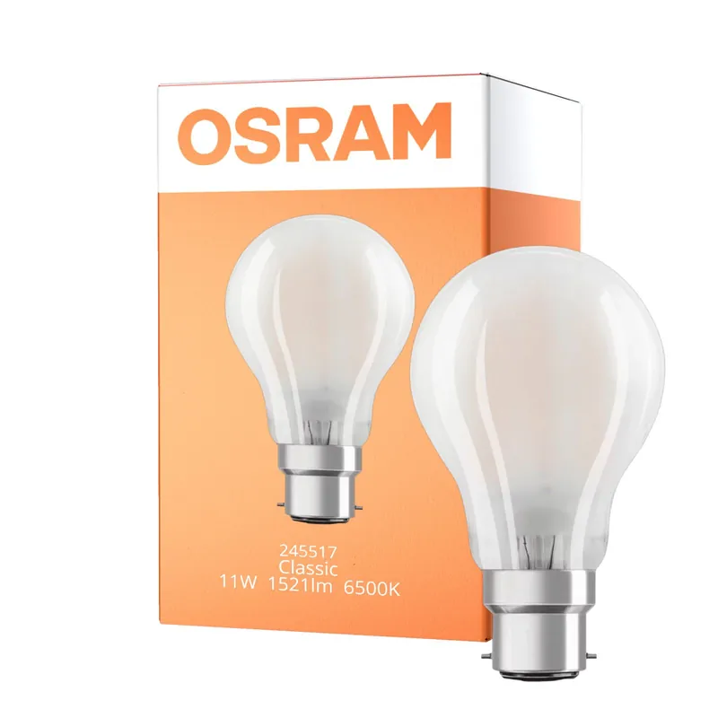 Ausverkauf Osram Classic LED B22d Birne Fadenlampe Matt 11W 1521lm - 865 Tageslichtweiß | Dimmbar - Ersatz für 100W
