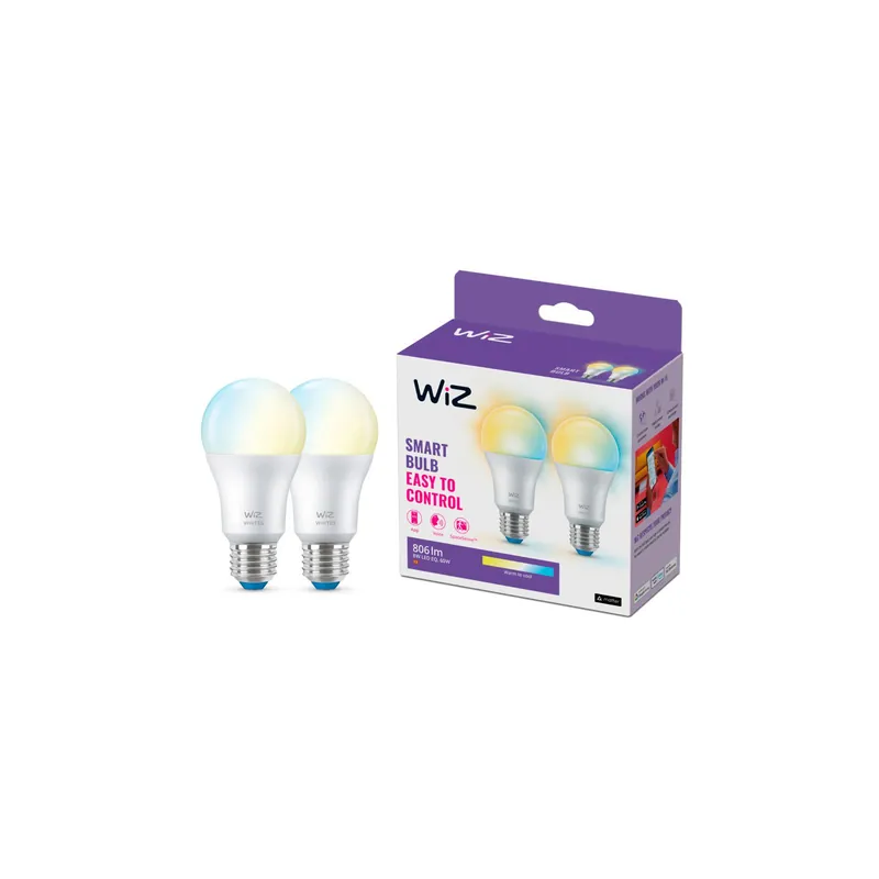 Neue Kollektion Doppelpack 2x WiZ Smart LED E27 Birne Matt 8W 806lm | Höchste Farbwiedergabe - Dimmbar - Ersatz Für 60W